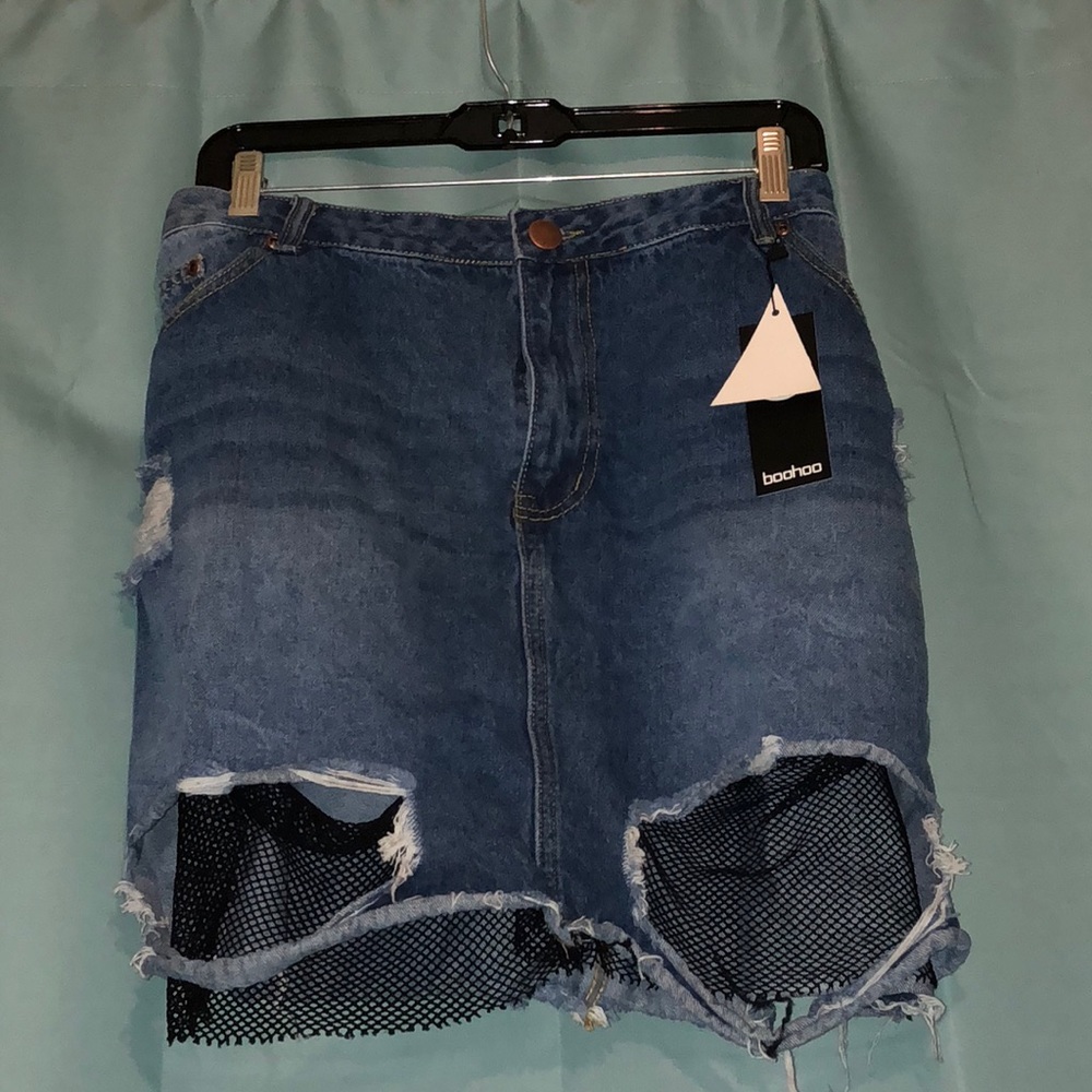 Distressed Denim Skirt